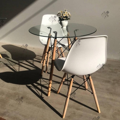 Table en verre 80cm 2 chaises