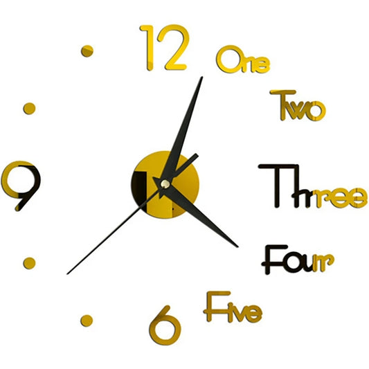 Horloge 3D one two three.. gold