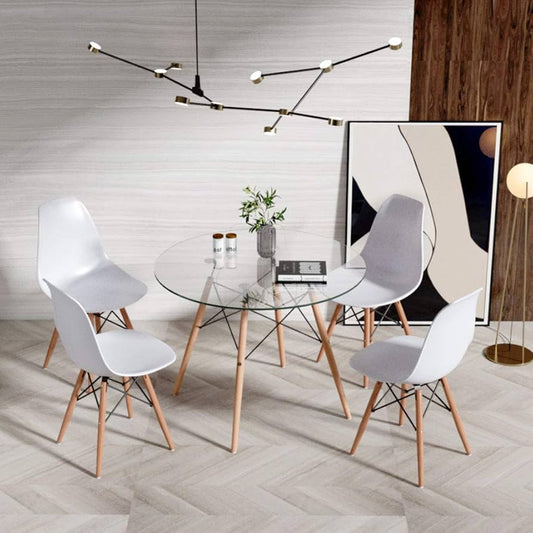 Table en verre 80cm 4 chaises