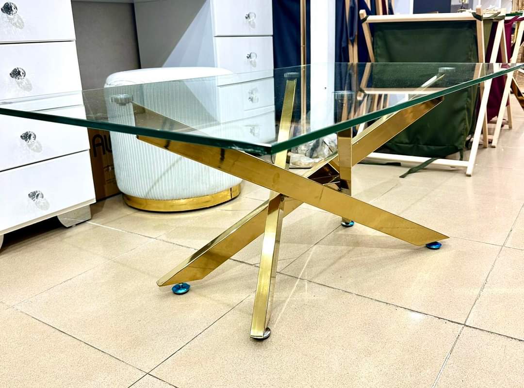 Table basse rectangulaire socle doré inoxydable