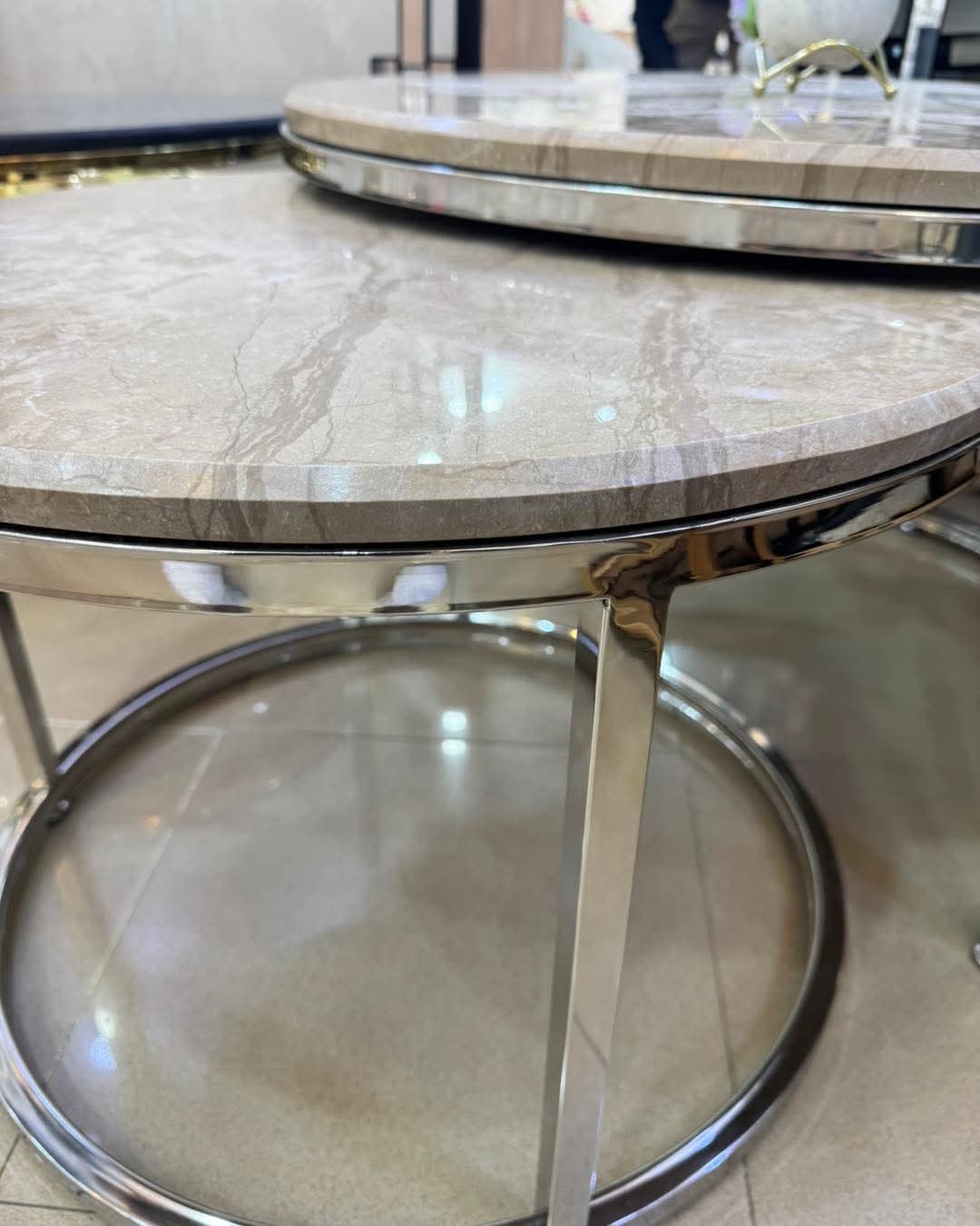 Table basse en MARBRE argent