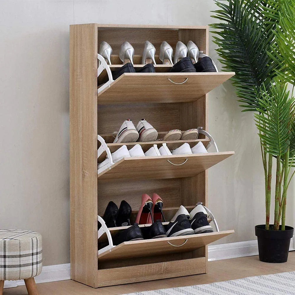 Meuble chaussure 18 paires BLANC - BEIGE